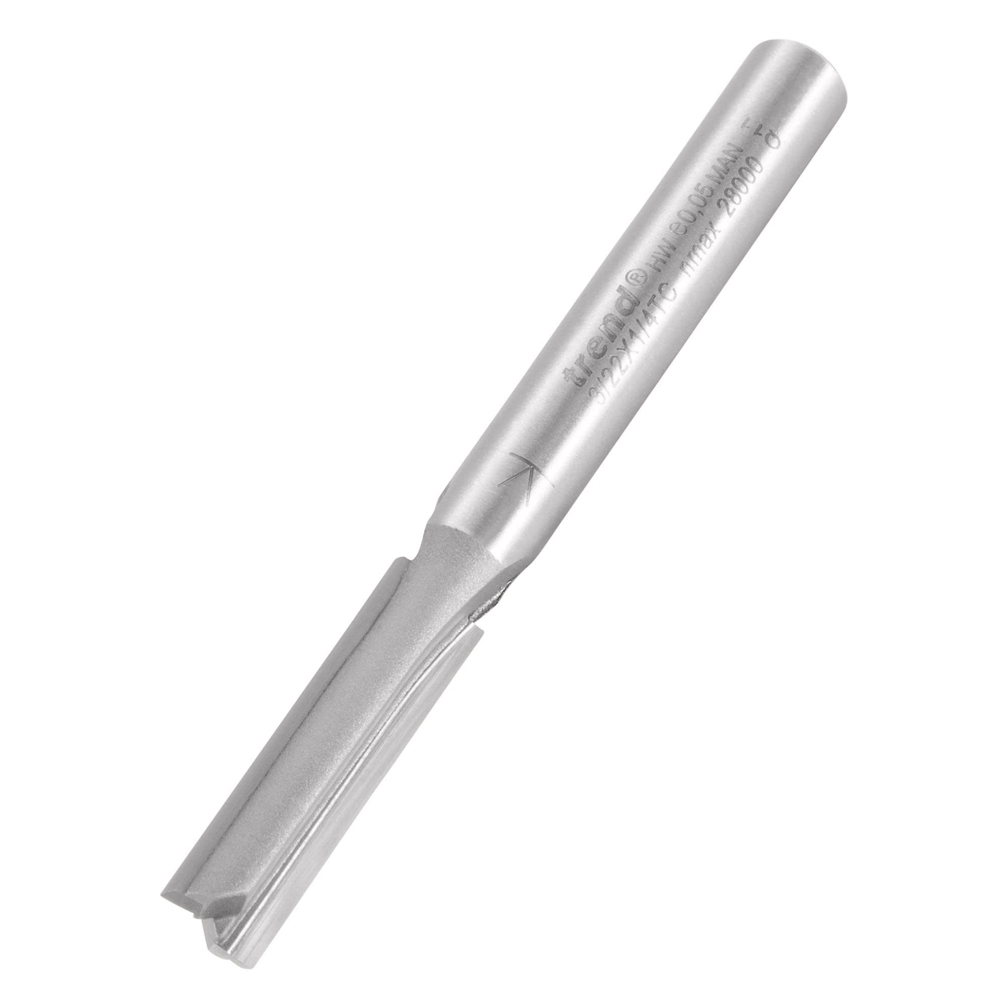 TREND 3/22x1/4TC Professional Router Cutter Two Flute  6.3mm dia x 25.0mm Cut