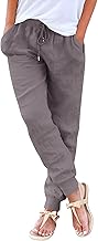 Yuson Girl Pants Women Summer Linen Pants Comfy Palazzo High Waist Straight Pants Lightweight Casual Loose Wide Pants with Pockets and Drawstring
