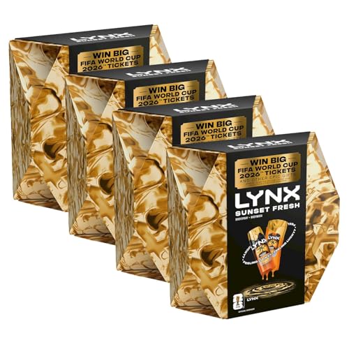 Image of Lynx Sunset Fresh Gift Set for Men, 4 pack- Deodorant Body Spray 150ml + Body Wash, Tropical Mango & Mandarin Scent ,Aluminium-Free -FIFA World Cup 2026 Entry, Ultimate Gift for Him