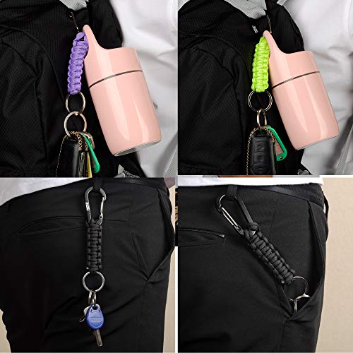 EOTW Karabiner z linką spadochronową, zawieszka do kluczy, karabińczyk z uchwytem w kształcie D, kluczyk do motocykla, samochodu, kempingu, wędrówek, dla mężczyzn, kobiet, dzieci (1 czarny)