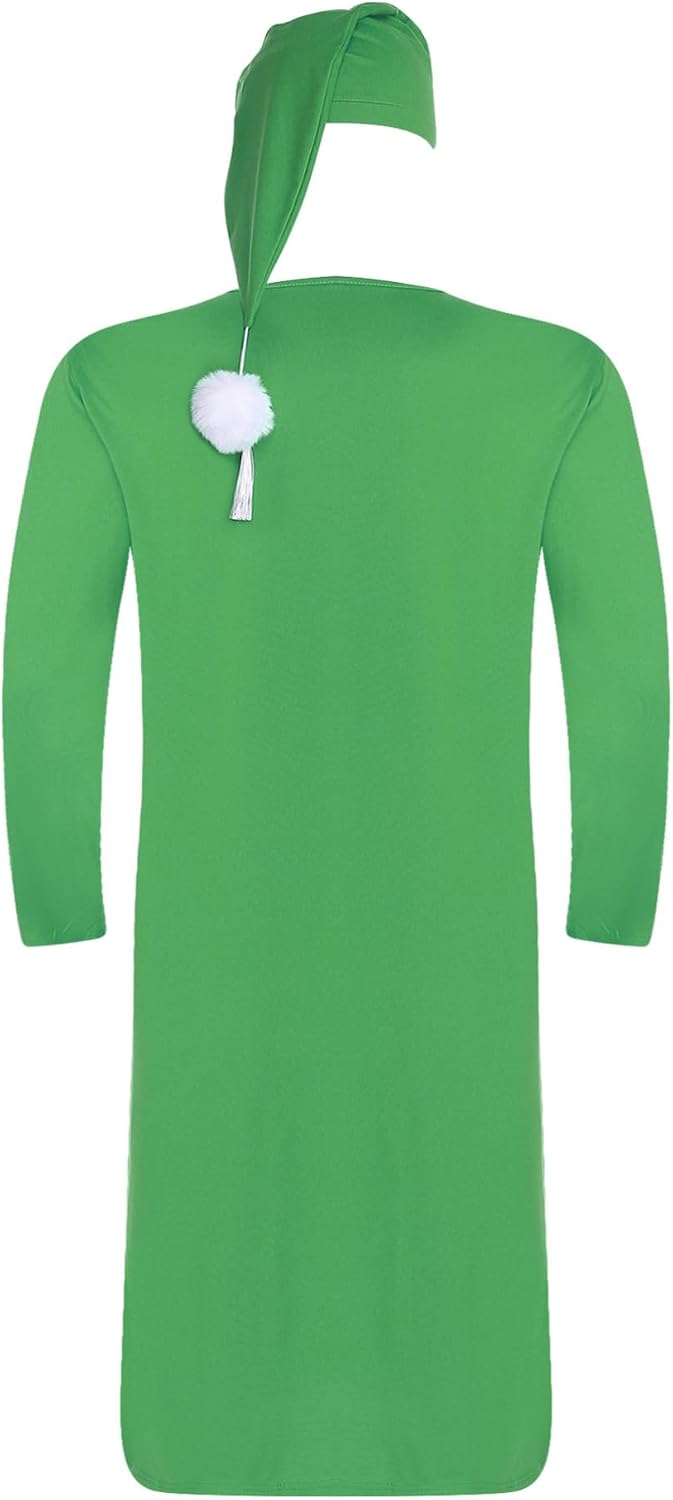 YiZYiF Men's Nightshirt Robe Nightgown Soft Loose Sleepwear Lightweight Pajama Set with Sleeping Cap