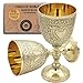Vintage Handmade Brass King's Royal Chalice Embossed Cup 6 inch Goblet (PACK OF 1)