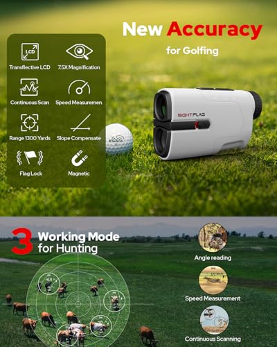image for Golf Rangefinder with Slope, 1300 Yards Laser Range Finder Golf, 7.5X 