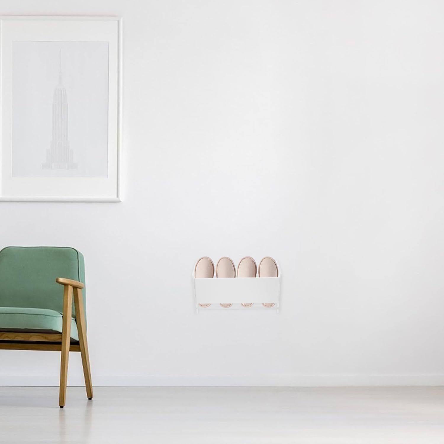 2pcs Wall-Mounted Ultra-Thin Shoe Rack for Home Non-Slip Slippers Storage Organizer