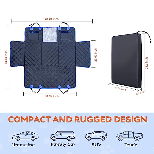 H Hoh-Tech Back Seat Extender For Dogs,Hard Bottom Dog Car Seat Cover For Back Seat Bed,Anti-Scratch Dog Hammock For Car Travel,Backseat Portable Car Camping Pad For Suv Truck (Blue) #TOP1