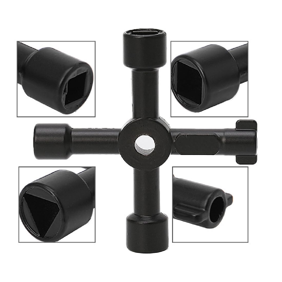 EHIOG 4-Wege-Multifunktionsschlüssel,Universeller Schaltschrankschlüssel,Multifunktionale Cross Key Schaltschrank Schlüssel,für Elektrische Wasser Gas Meter Box Schrank Öffnen Schlüssel,Silber