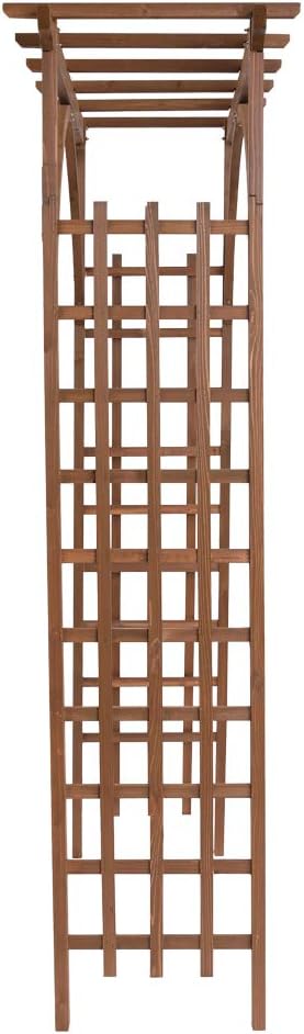 7.1ft Outdoor Wood Garden Arch,Gardens Arbor Trellis for Climbing Plant,Wooden Ceremony Wedding Arches,Garden Pergola Arbor Trellis,with Wood Legs,for Patio, Party, Lawn, Backyard (Dark Brown)