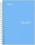 Five Star 1-Subject Carnet de notes spirales, 4-3/8" x 7" Taille du papier, Collège Règle, 160 Pages/80 Feuilles, pas de marge, feuilles de néat perforées pages, filé, combinaisons de couleurs poly couvertures, boîte de 1 (450055)