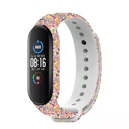 10 Pack Compatible with Mi Band 7/ Amazfit Band 5/ Mi Band 5/ Mi Band 6 Replacement Band, Silicone Flexible Printed Pattern Strap Band for Mi Band 7/ Amazfit Band 5/ Mi Band 5/ Mi Band 6 Tracker
