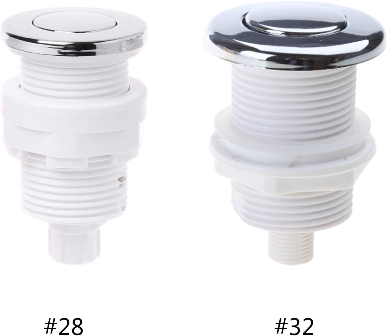 Air Switch, On Off Push Air Button 28mm/32mm for Bathtub Waste Garbage Disposal Pneumatic Silver