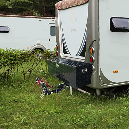 Buripes 30"X13"X10" Aluminum Pickup Truck Bed 5 Bar Tread Pattern Truck Tool Box, Waterproof Underbody Tool Box Storage Trailer Tongue Box With Lock And Key For Rv, Atv, Trailer & Truck(Black) #TOP6