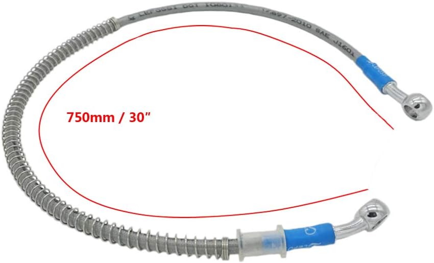 S SYUU 750mm 75cm M10 Reinforced Hydraulic Brake Oil Hose Line Banjo Fitting Stainless Steel End Braided Cable Compatible with for Motorcycle Pit Dirt Bike Enduro Motocross Street Bikes Sport Bikes