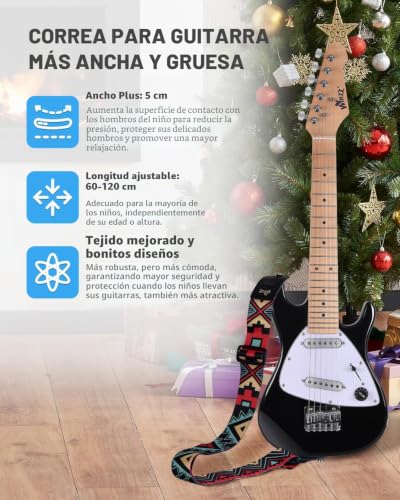 Miniatura 8 de Winzz - Kit De Guitarra Eléctrica Para Niños De 30 Pulgadas, Para Principiantes, Guitarra Eléctrica Mini De Tamaño 1 4 Para Niños, Juego Completo De Iniciación Con Amplificador, Color Negro Brillante