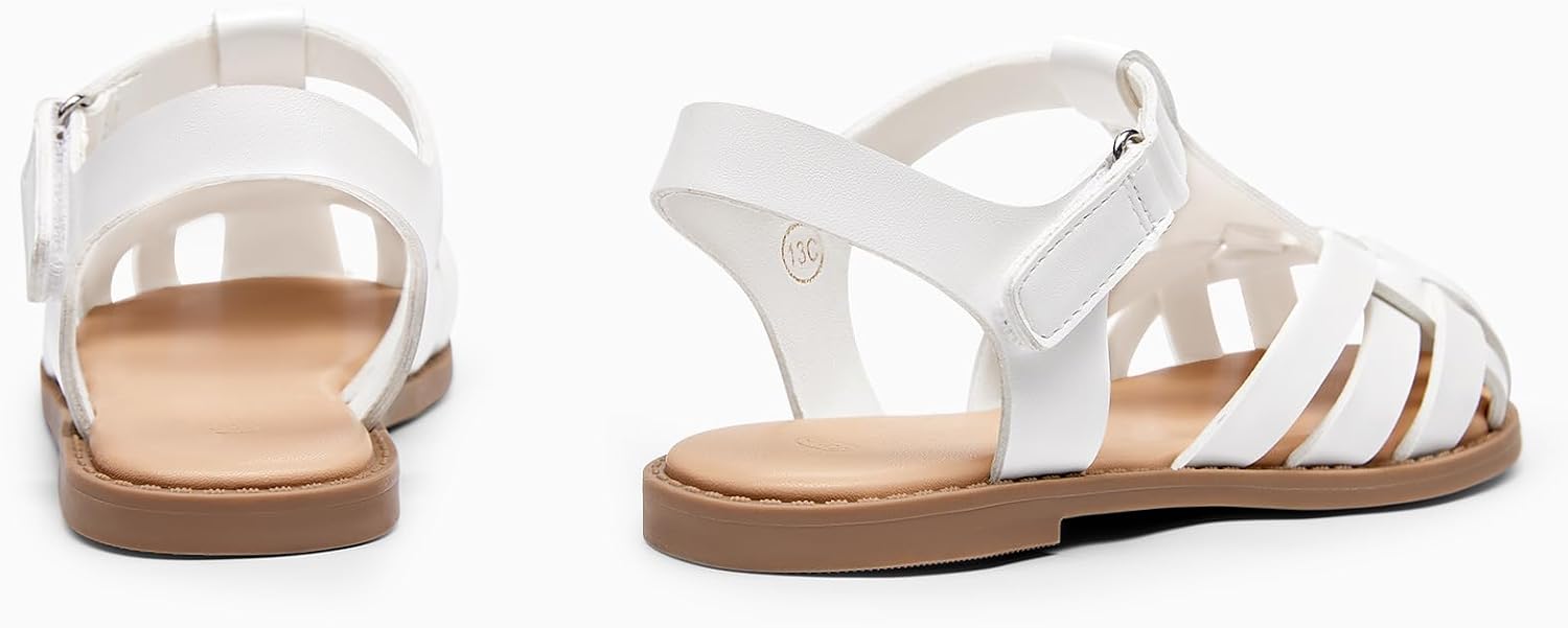 Coutgo Girls Sandals Flower Girl Dress Shoes Closed Toe Fisherman Flat Sandals Princess Party Shoes for Little Big Kids
