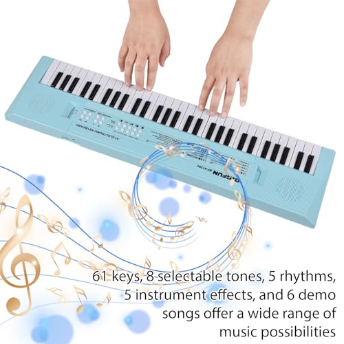 KOCAN Clavier électronique 61 touches, instrument de musique avec microphone, double mode d’alimentation, clavier de piano portable, 6 chansons de démonstration, 5 rythmes différents, cadeau pour,pian - Les Beatles, Paul McCartney, John Lennon, RIngo Starr, George Harrison KOCAN Clavier électronique 61 touches, instrument de musique avec microphone, double mode d'alimentation, clavier de piano portable, 6 chansons de démonstration, 5 rythmes différents, cadeau pour,pian – Image 8