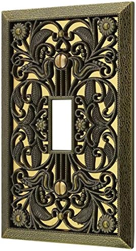 Amerelle 65TAB Filigree Wallplate, 1 Toggle, Antique Brass