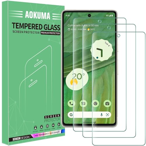 AOKUMA Tempered Glass for Google Pixel 7 Screen Protector [3 Pack] Premium Quality Guard Film Case Friendly Shatterproof Shockproof Scratchproof Oilproof