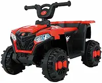 Quadriciclo Carrinho Elétrico Infantil 6v Andador Zippy Toys com Farol e Marcha Frente e Ré (Vermelho)