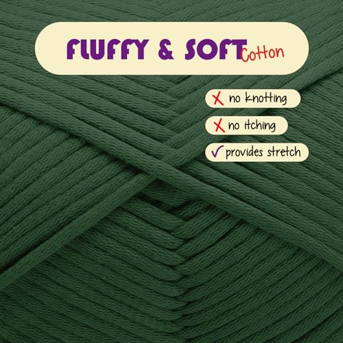 Image of Soft Yarn for Crocheting - Crochet & Knitting Yarn, Beginner Yarn with Easy-to-See Stitches, 250 Yds Amigurumi Yarn, Cotton-Nylon Blend Tshirt Yarn for Crocheting, Worsted Weight Yarn 4, Dark Forest