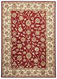THEKO Teppich Ziegler zeitlos klassisch, Indien, 100% Schurwolle, rot-creme, Rechteckig, Rund, Läufer, 60 x 90 cm, 70 x 140 cm, 90 x 160 cm, 120 x 180 cm, 160 x 230 cm, 190 x 290 cm, 240 x 340 cm, 70 x 270 cm, Rund 190 cm