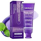Purple Color Corrector Whitening Toothpaste, Fluoride-Free,Deep Stain Remover Toothpaste, Plaque Remover for Teeth,freshens Breath,Vanilla Mint