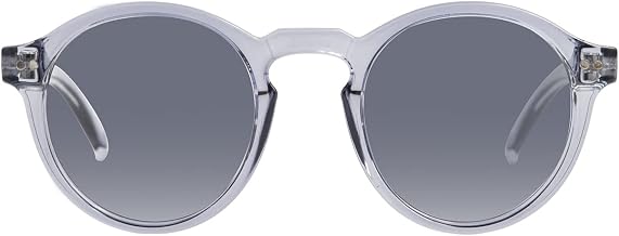 Kolo Harrison Premium Italian Sunglasses, Classic Round Style, Crystal Grey