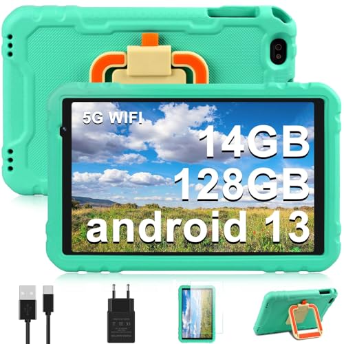 Tableta Infantil de 10 Pulgadas, Tableta Android 13, 14gb Ram + 128GB ROM (512gb TF), Cámara Doble,...