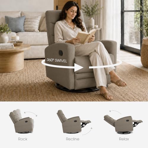 Image of Dream On Me Chatham Deluxe Nursery Glider Recliner, Amazon Exclusive, Light Truffle