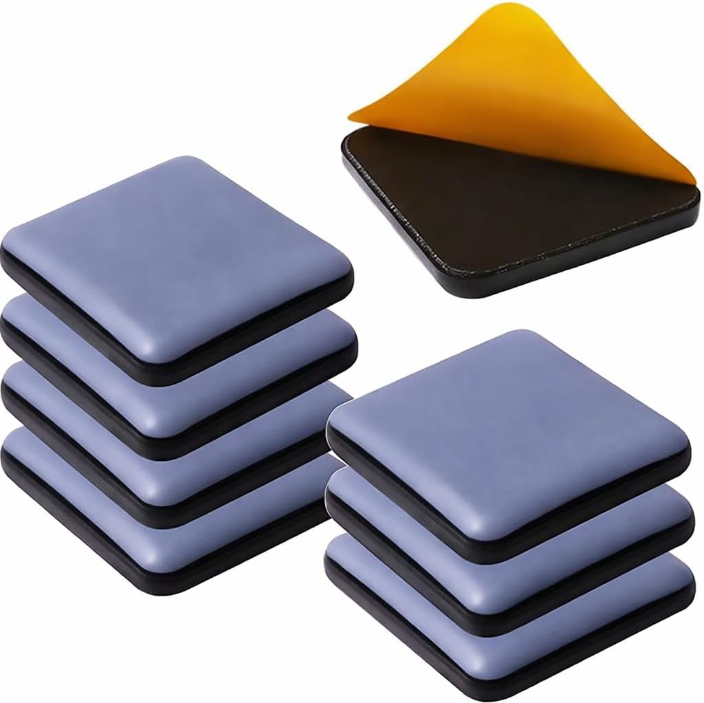 MR. DIY Crafts Self-Adhesive PTFE Square Furniture Sliders, Heavy Duty, Low Friction, Easy Moving for Home and Office (16, Grey, 2.5x2.5)