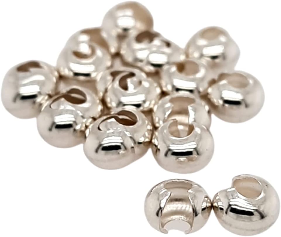 50pcs 925 Sterling Silver Open Crimp Bead Covers, 3MM, By CRAFT WIRE