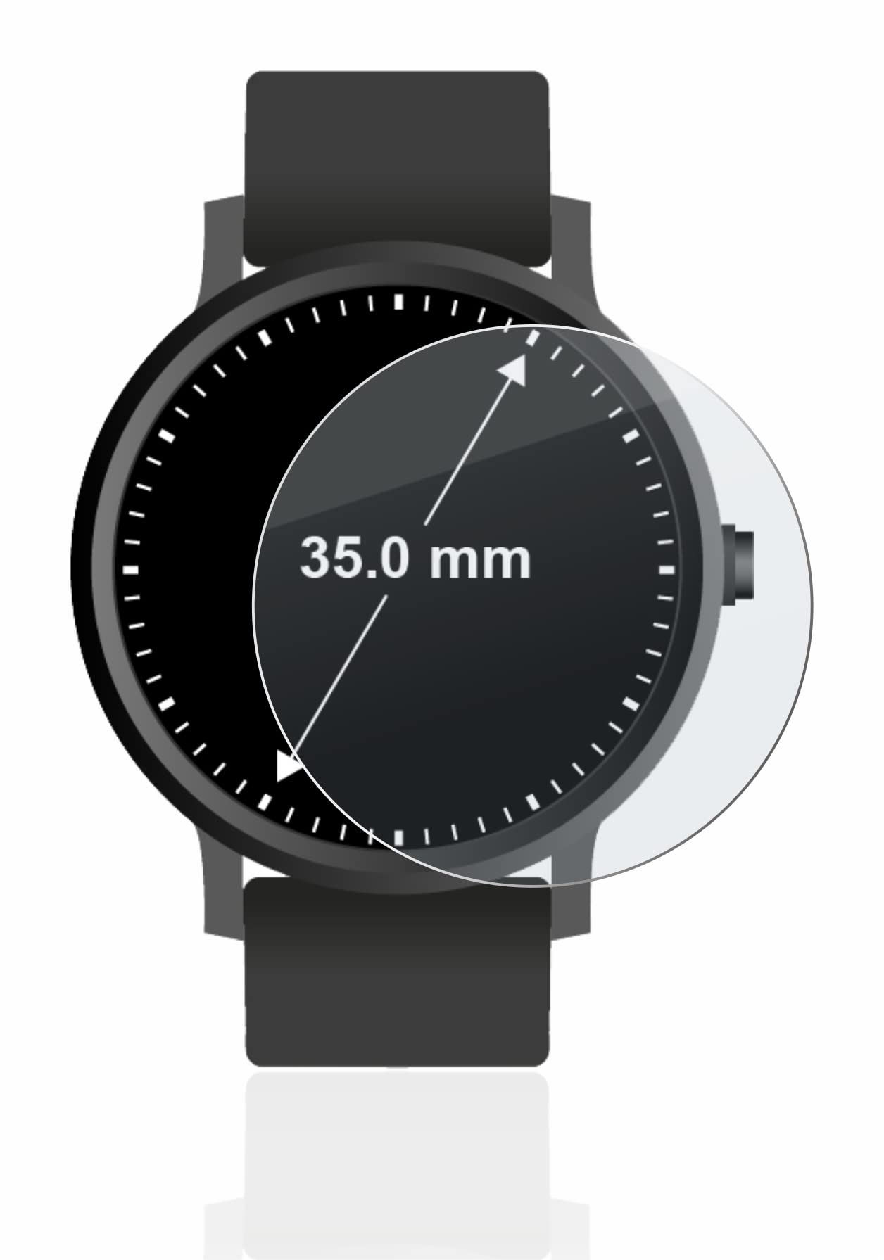 Brotect Pellicola In Vetro Opaca 9H Per Orologi Circolari ø 35 Mm – Anti Riflesso E Anti Impronta – Made In Germany