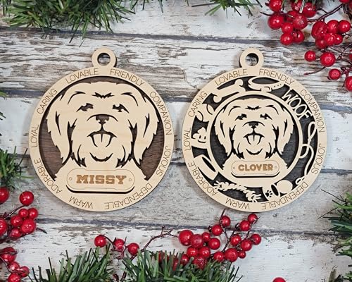 Personalized Dog Keepsake Ornament for Christmas Tree, Custom Breed Xmas Decoration, Handmade Keepsake Holiday Gift for Dog Owner, 150 Breeds to Choose From (Maltese V2) -  Laser Etchpressions