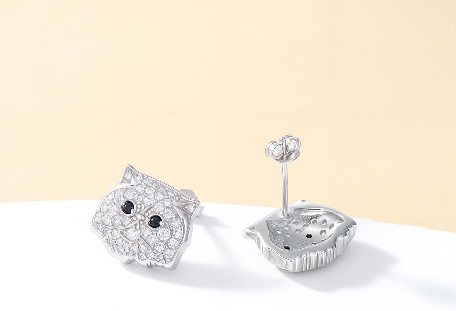S925 Sterling Silver Cat Stud 11 Bareeds of Cats Earring for Women