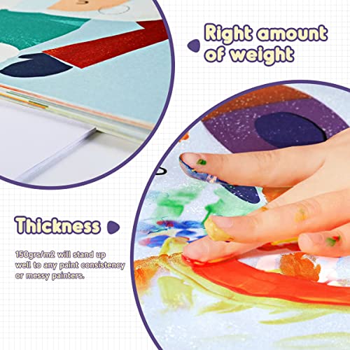 Jar Melo Finger Paint Paper 30 Sheets Coloring Activity Pad For Kids 2-4, Soak-Resistant And Thick Paper For Artwork Dry Faster,Top Pairing For Toddler Finger Painting Learning Activities #TOP2