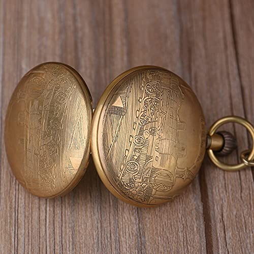 Vintage Copper Train London Design Hand Winding Mechanical Pocket Watch Mens Watches #TOP4