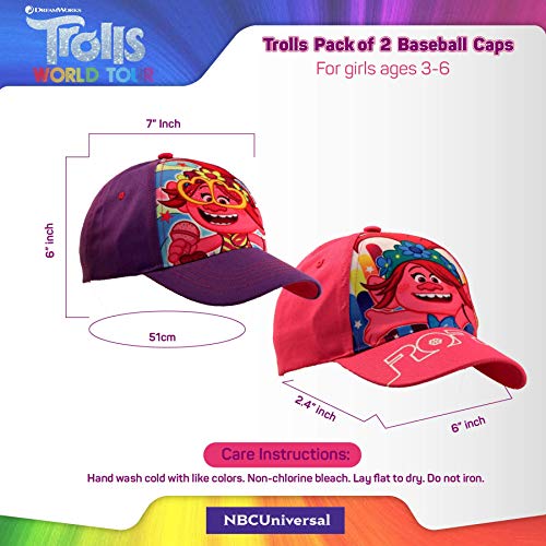 Dreamworks Trolls Poppy 2 Piece Design Girls Baseball Cap (Age 4-7) #TOP6