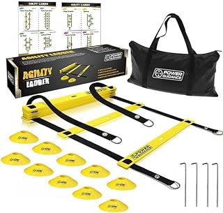 POWER GUIDANCE Escalera de Velocidad Escalera de Agilidad 6m para Fútbol Baloncesto Tenis Fitness Entrenamiento (10 Conos,Bolsa de Transporte)