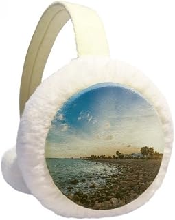 Ocean Stone Protetor de orelhas de inverno com imagem de mar para praia e inverno