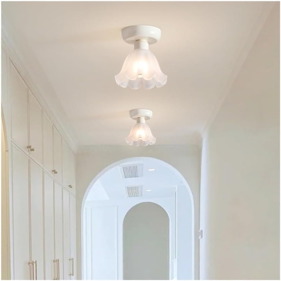 Modern Simple Bedroom Ceiling Lights Fixture, Nordic Creative E26 Bulb Base Ceiling Lamp with Glass Shade for Kitchen Corridor Bedroom