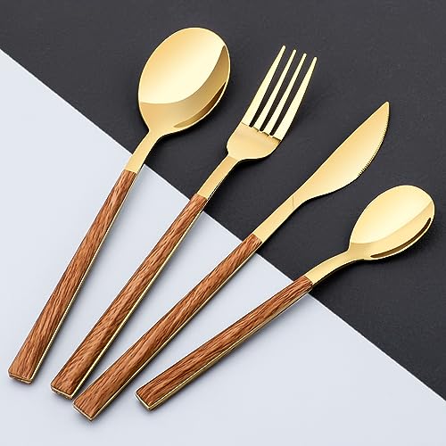 Stainless Steel Flatware Set for 4, Cutlery Utensils Set,Gold by SNBNX - Used condition - Image 3