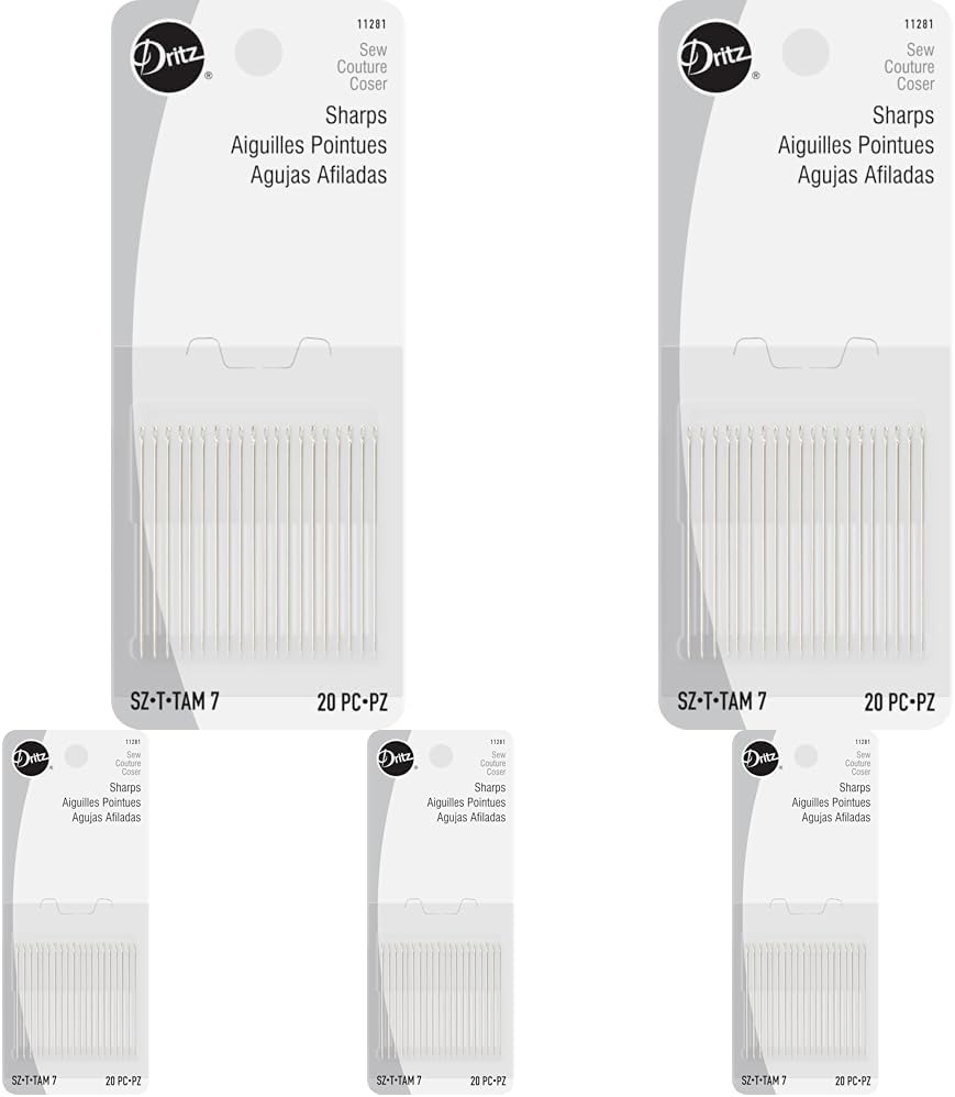 Dritz, Size 7, 20 Count Sharps Hand Needles, Nickel (Pack of 5)