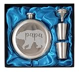 Papa Bear - 10 oz Round Flask Gift Set | Perfect Present for Fathers