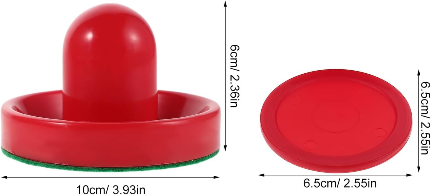Uonlytech Air Hockey Table Paddles and Plastic Pucks Set 96mm Red Pushers with 63mm Pucks Replacement Hockey Table Sliders Accessories for Game Play