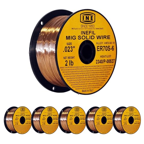 5-Pack INEFIL ER70S-6 MIG Welding Wire .023" —2 lb Spools | Made in Italy | Welding School Pack for Training, Auto Body & Thin Gauge Steel — AWS ER70S-6