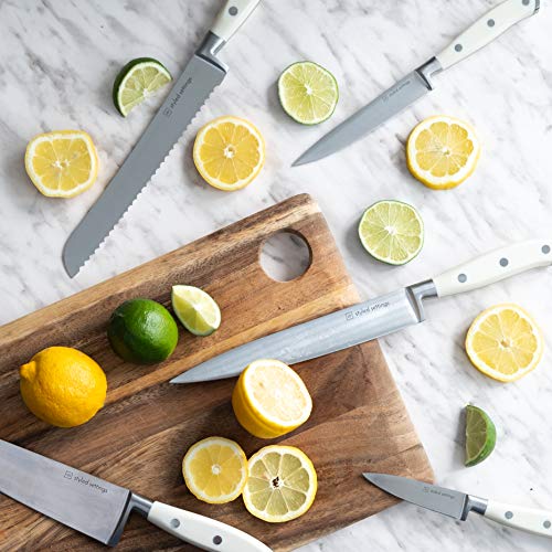 Styled Settings 15-Piece Forged Stainless Steel Triple Rivet White Knife Set With Block W/ Kitchen Sheers and Knife Sharpening Hone - Thumbnail 3