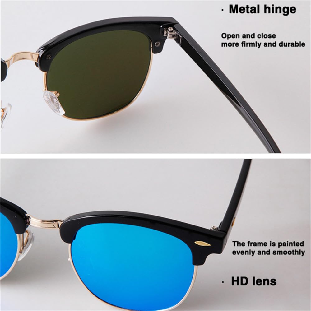 Occhiali da sole quadrati con rivetto a mezza montatura Occhiali da sole da donna retrò da uomo rotondi Leopard Driving Occhiali da sole con paralume UV400