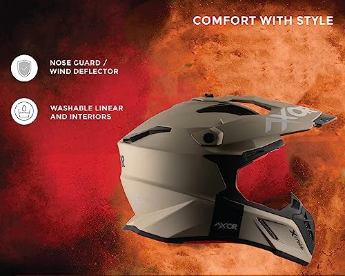 Image of Axor X Cross ISI ECE DOT Certified Full Face Dual Sport Peak Off Road Helmet for Men and Women Neon Red XL