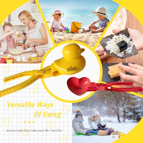Jeyssui Duck Rice Mold, Duck DIY Sushi Molds Animal Shapes Clip for Rice/Mashed Potatoes/Snow with Poly Plastic Gloves (2 Pack)