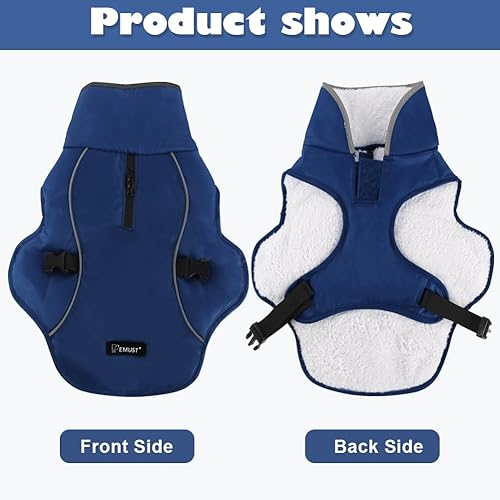 Miniatura 4 de EMUST Chaqueta de invierno para perro, acogedora chaqueta resistente al viento para clima frío, chalecos de perro de color sólido para invierno para