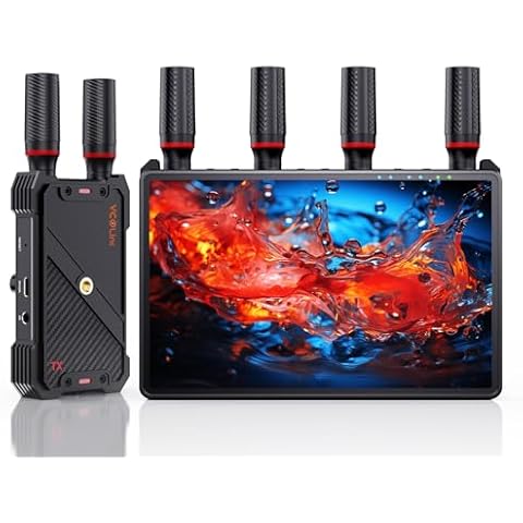 Wireless HDMI Video Transmitter and Receiver: 1 to 5 RX with 7" Monitors, Loop Out, IR Remote, 1312ft Stable Clear Signal & Low Latency for Camera, Filming, Live Stream Cover